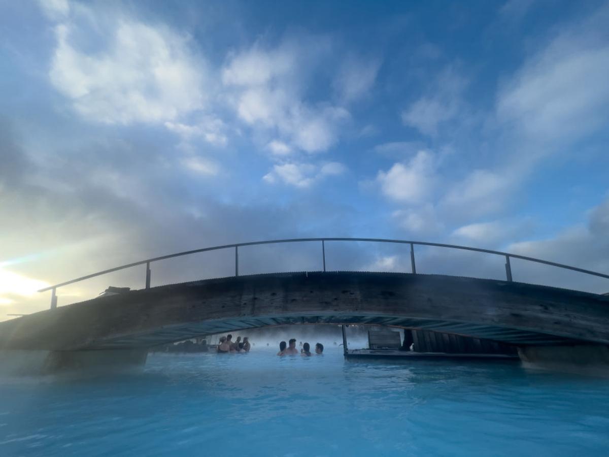 steam rising from thermal pools at the Blue Lagoon